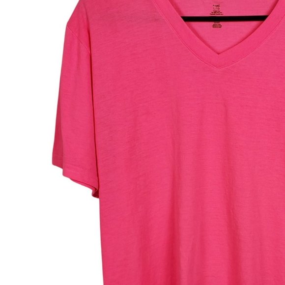 Hot Pink V-Neck Tee | Size L - Picture 7 of 8